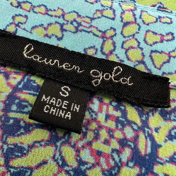 Lauren Gold 100% Silk Boho Print Tie-Neck Blouse Small - Picture 5 of 5